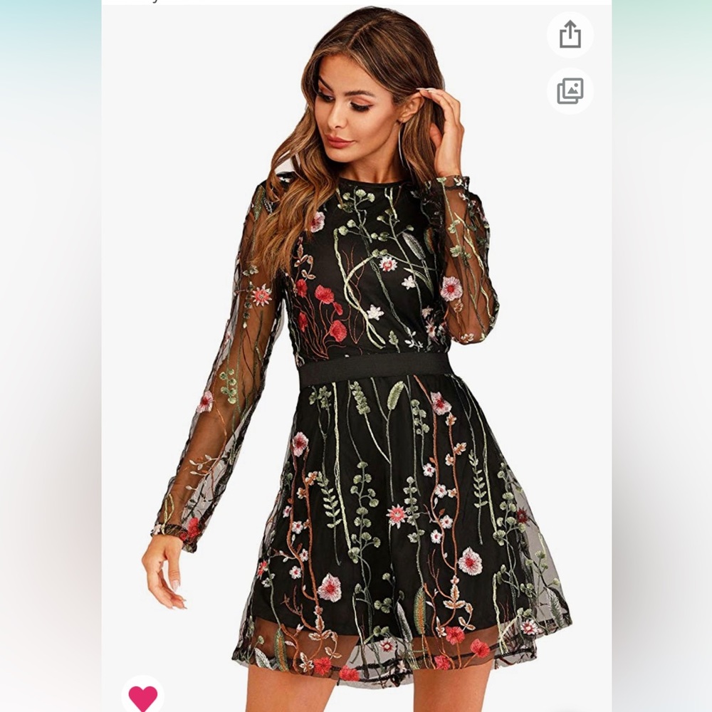 Floral Embroidered Mesh party dress 💐🌸🌷🌹🌻